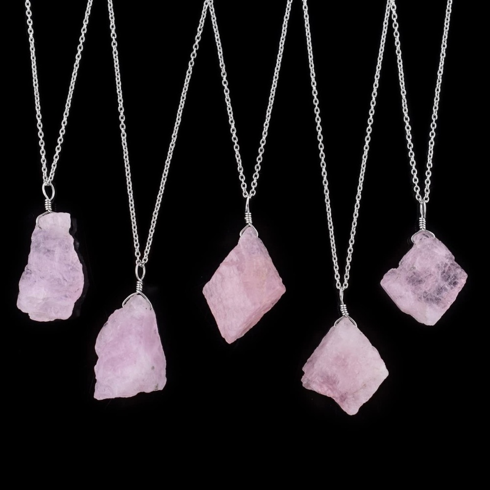 1 LEFT 💖 Host Pick 💖 Raw Cut Pink Morganite Pendant w/ adj Sterling Silver chain